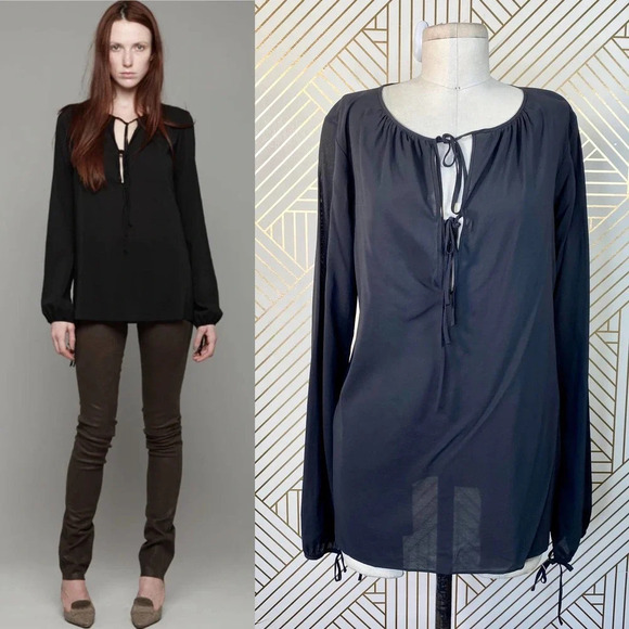Joseph Carlotta‎ Georgette Stretch Blouse Black - Picture 1 of 12
